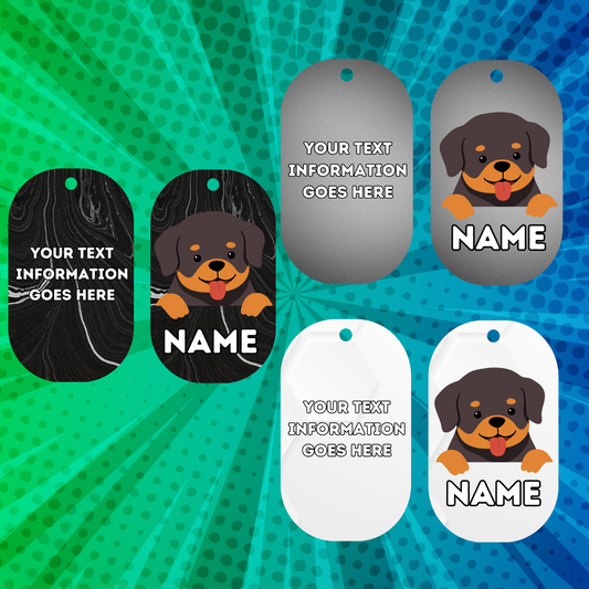 ROTTWEILER Cat Tag Pet Personalised Your Own Photo Military Style Tag