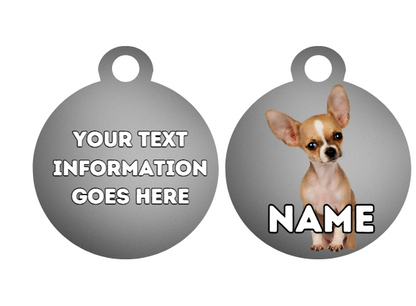 CHIHUAHUA Dog Pet Personalise Own Photo Round, Bone, Military Tag