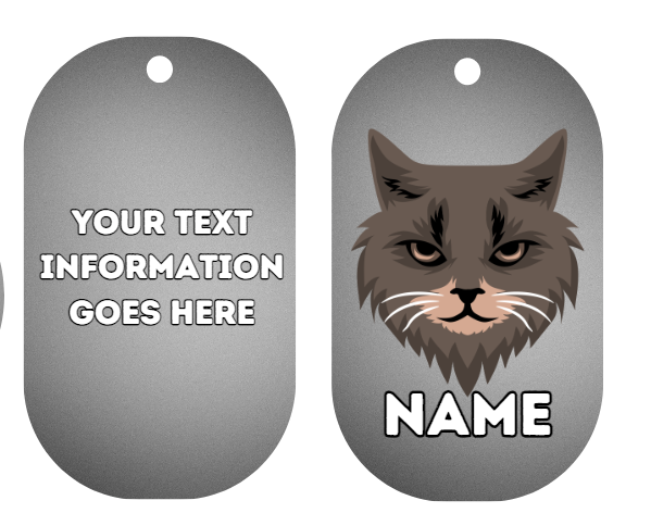 SIBERIAN Cat Pet Personalised Own Photo Round, Dog Bone, Military Tag