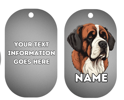 ST. BERNARD  Dog Personalised Your Own Photo Round Dog Bone, Military Tag