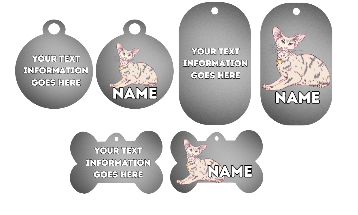 ORIENTAL SHORTHAIR Cat Pet Personalised Own Photo Round, Dog Bone, Military Tag