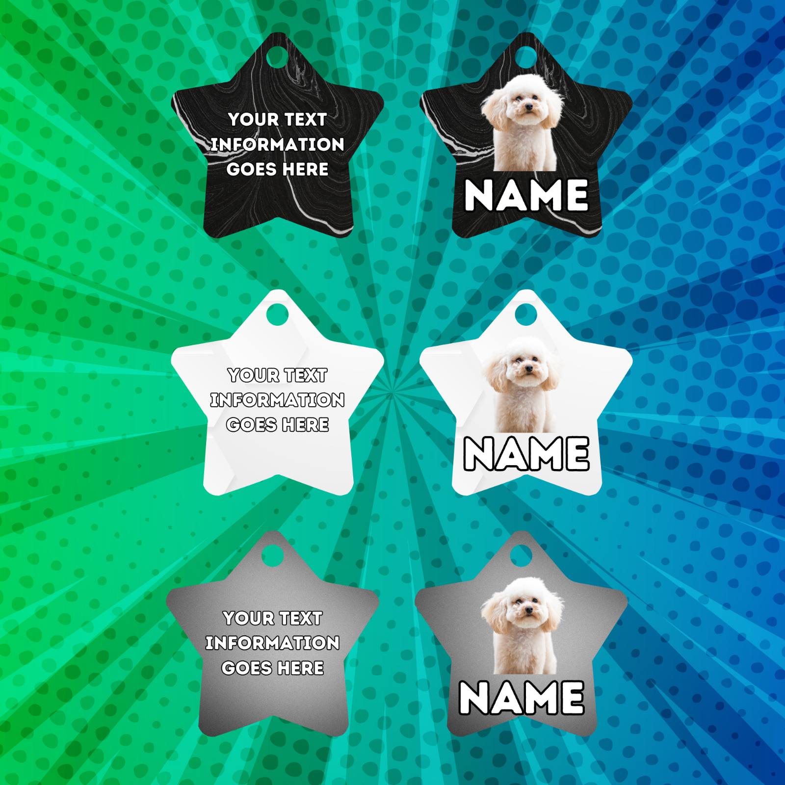 TOY POODLE Cat Tag Pet Personalised Your Own Photo STAR Shape Tag