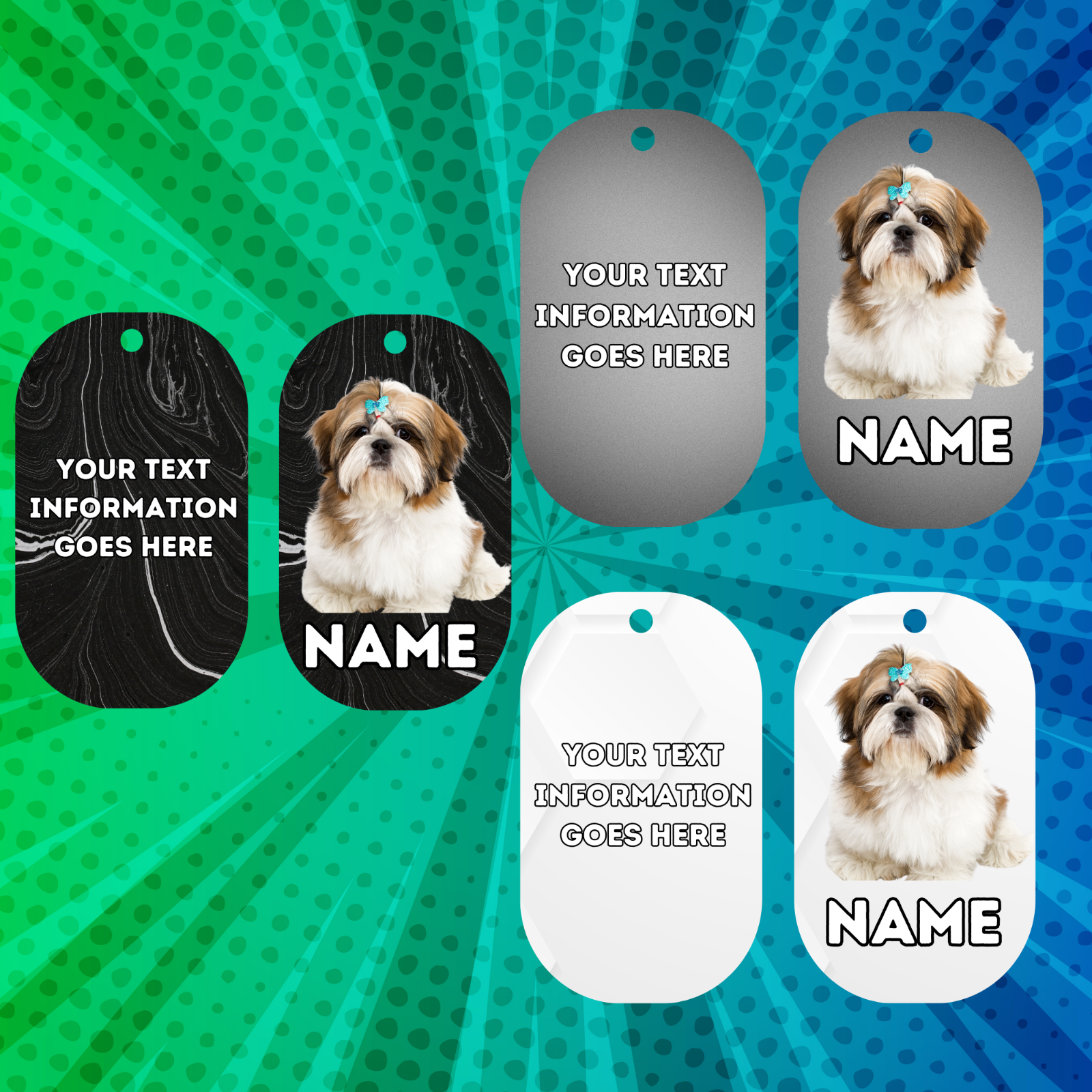 SHIH TZU Cat Tag Pet Personalised Your Own Photo Military Style Tag