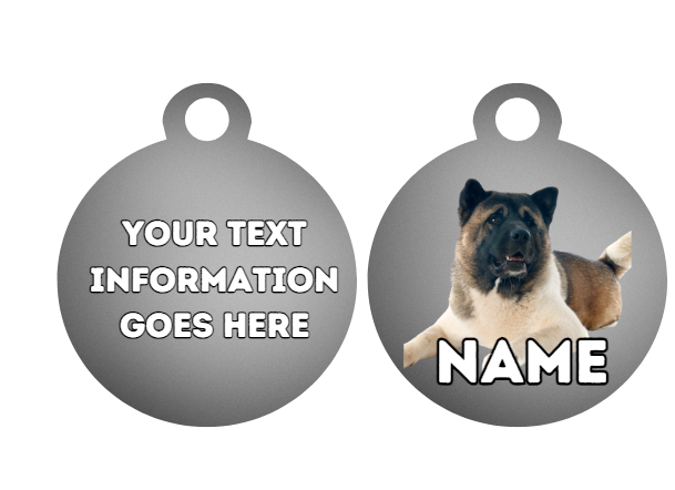 AMERICAN AKITA TAG Dog Pet Personalise Own Photo Round, Dog Bone, Military Tag