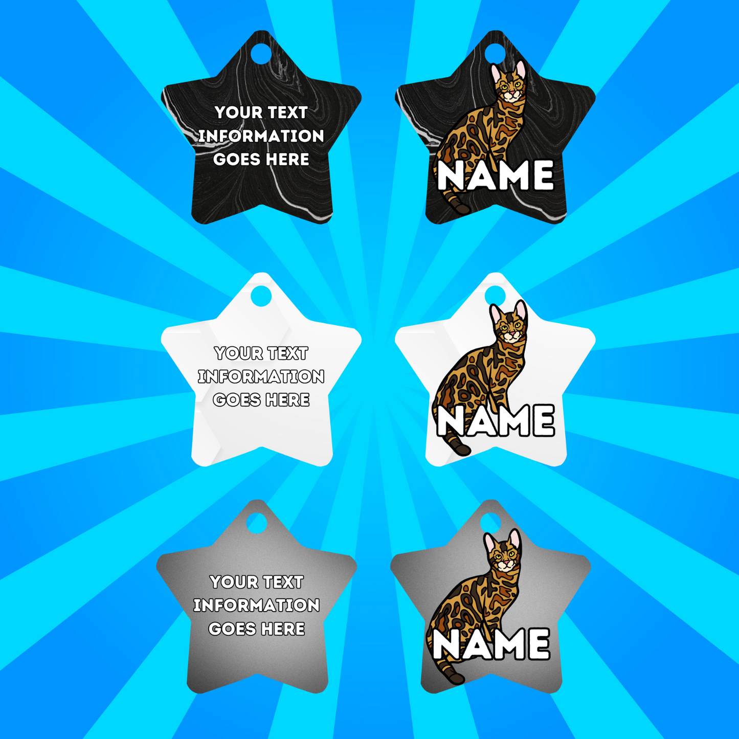 BENGAL Cat Pet Personalised Own Photo Round, Dog Bone, Military Tag