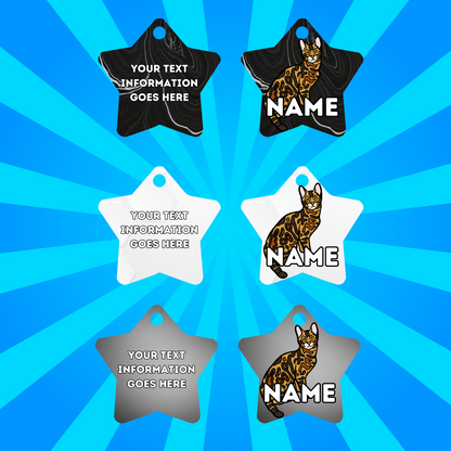 BENGAL Cat Pet Personalised Own Photo Round, Dog Bone, Military Tag