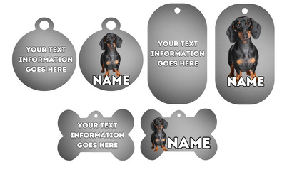 DASHAUND Dog Pet Personalise Own Photo Round, Bone, Military Tag