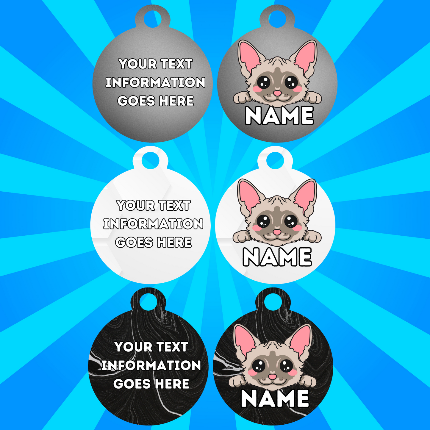 DEVON REX Fold Tag Pet Personalised Your Own Photo Rounded