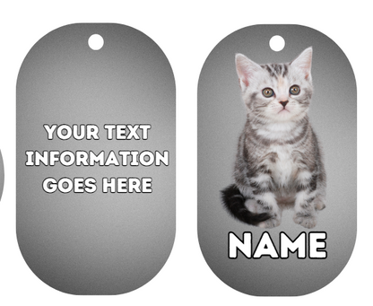 AMERICAN SHORTHAIR Cat Pet Personalised Own Photo Round, Dog Bone, Military Tag