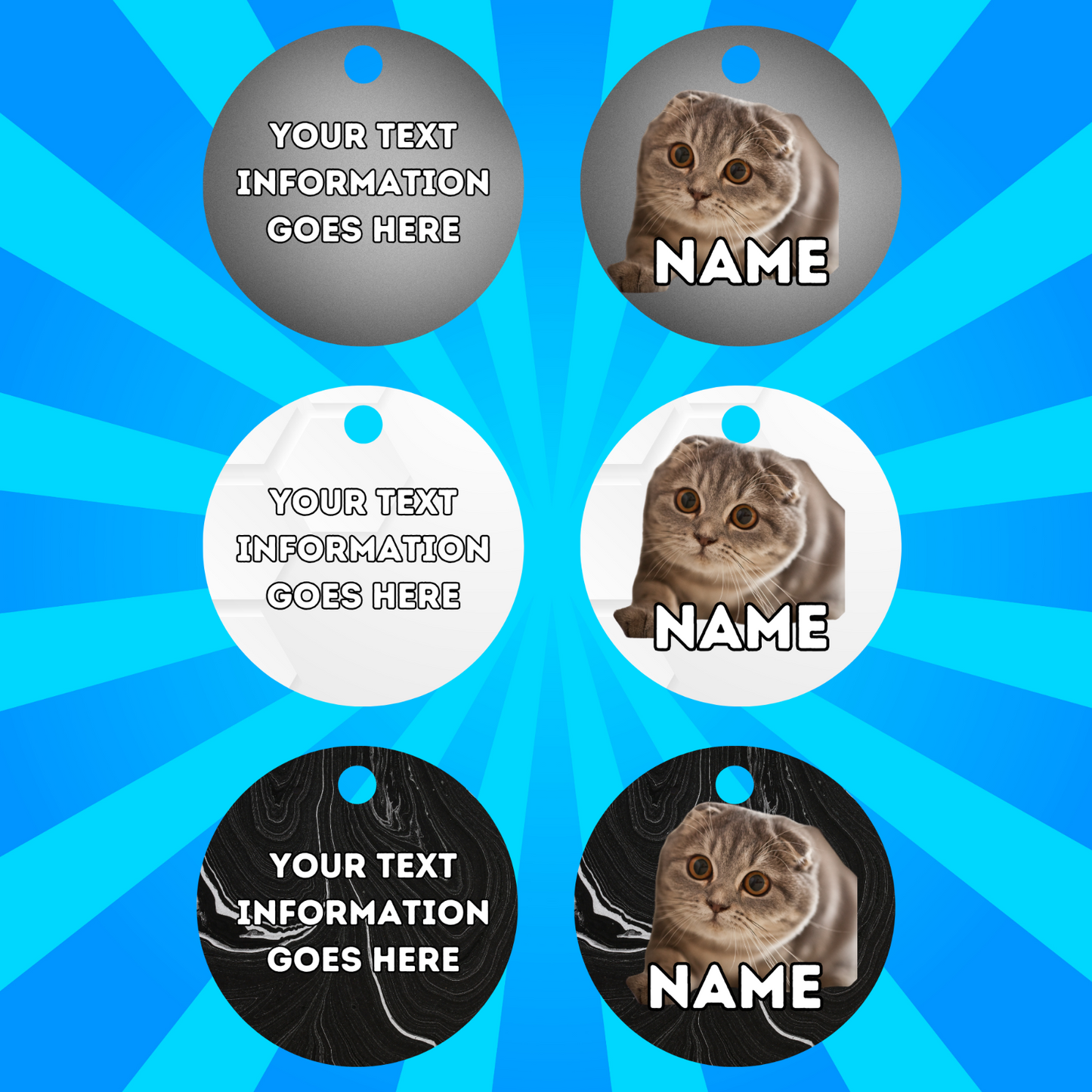 SCOTTISH FOLD  Cat Tag Pet Personalised Your Own Photo Round