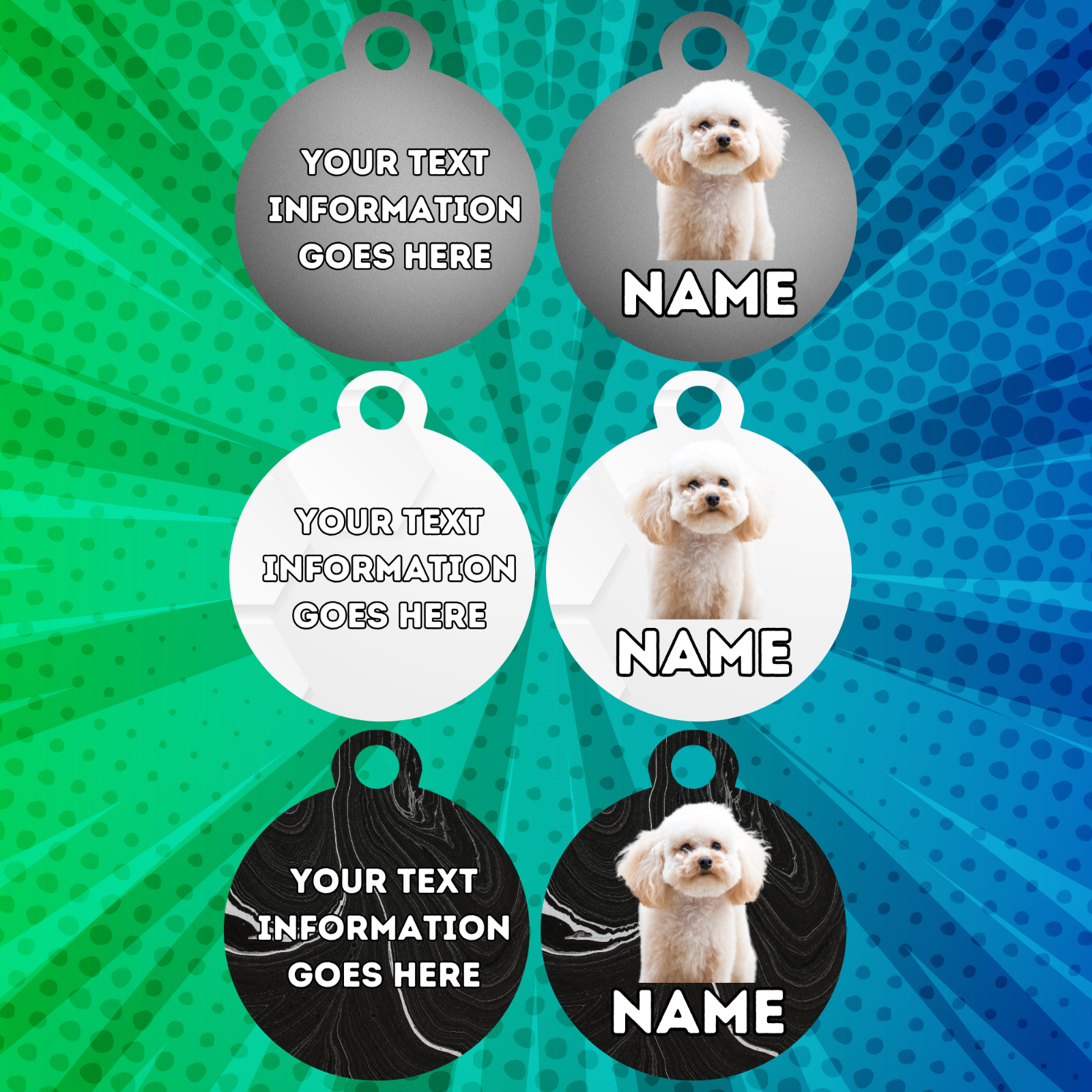 TOY POODLE Fold Tag Pet Personalised Your Own Photo Rounded