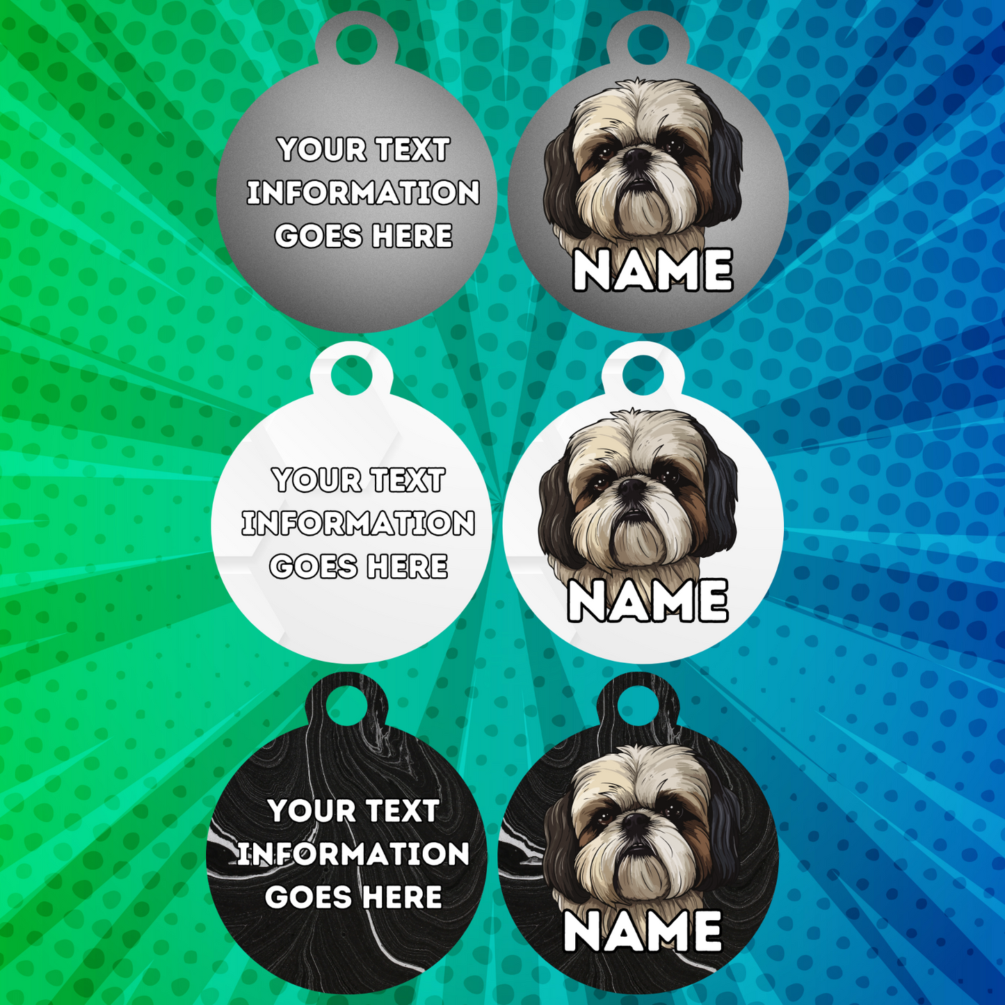 SHIH TZU Fold Tag Pet Personalised Your Own Photo Rounded