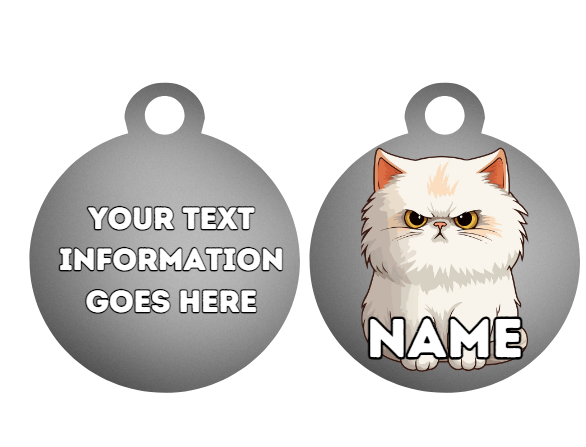 PERSIAN Cat Pet Personalised Own Photo Round, Dog Bone, Military Tag