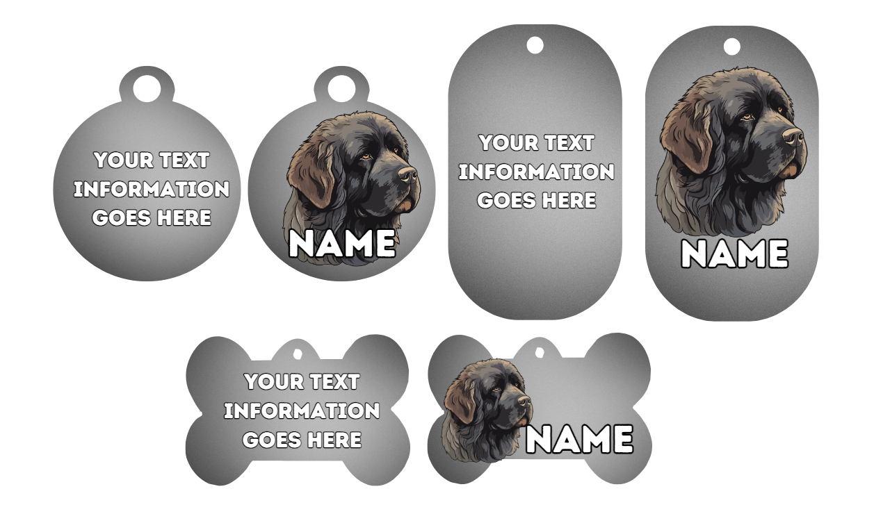 NEWFOUNDLAND Dog Personalised Your Own Photo Round Dog Bone, Military Tag