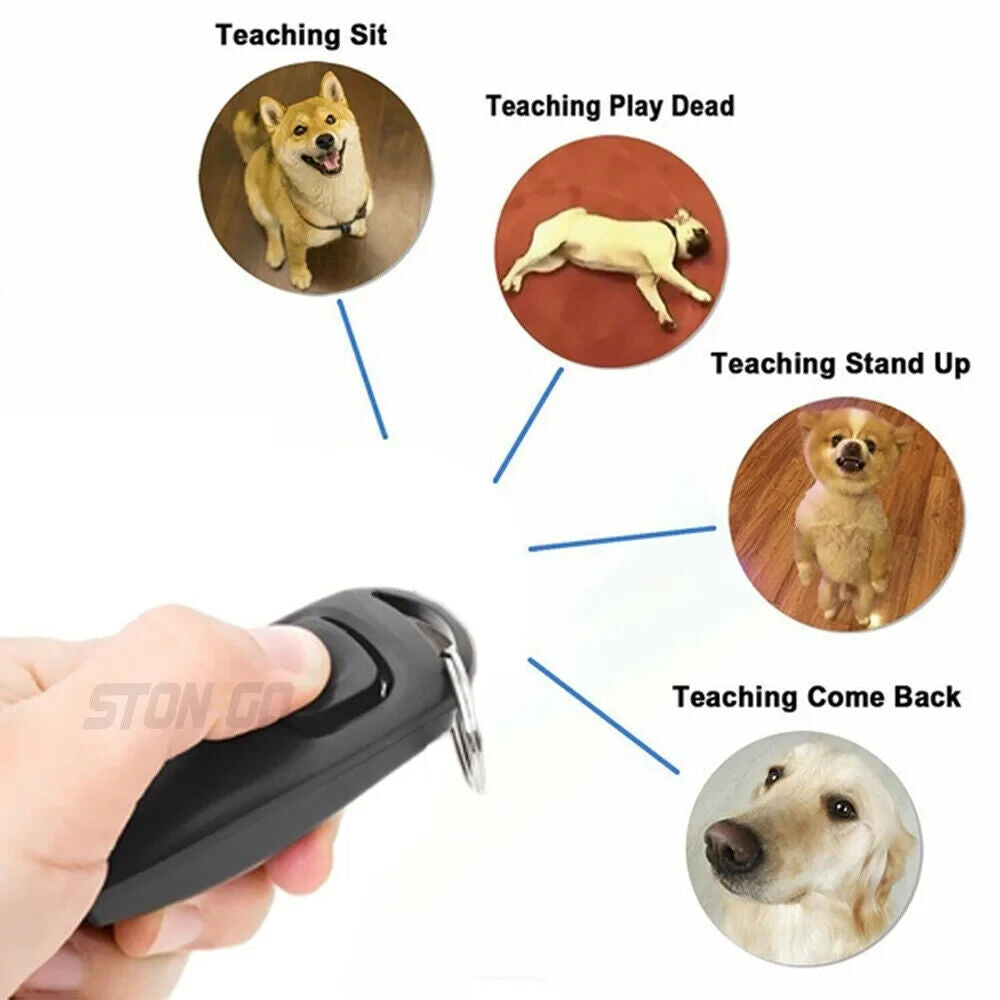 DOG CLICKER & WHISTLE PET PUPPY TRAINING OBEDIENCE AGILITY TRAINER