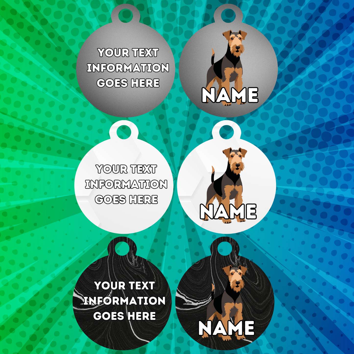 AIREDALE TERRIER TAG Dog Pet Personalised Your Own Photo Rounded