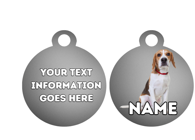 BEAGLE TAG Dog Pet Personalise Own Photo Round, Bone, Military Tag