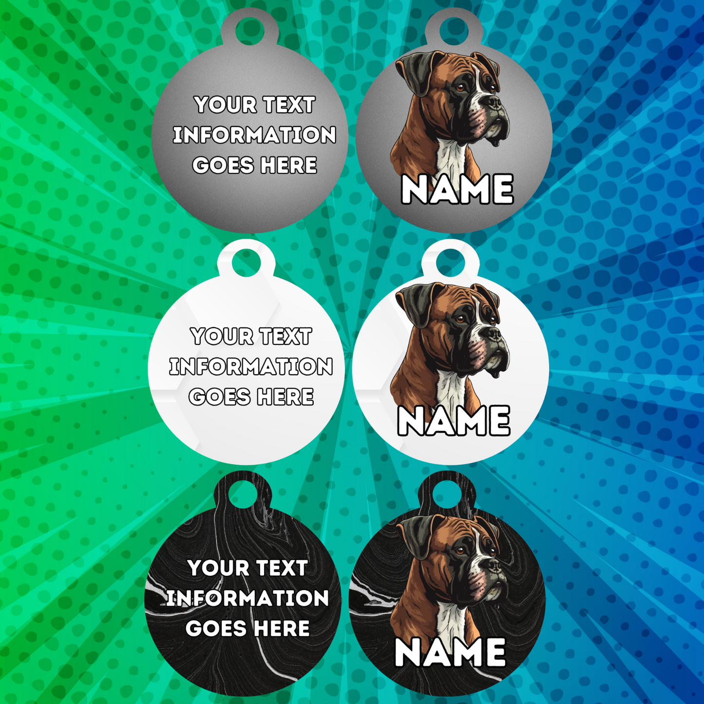 BOXER TAG Dog Pet Personalised Your Own Photo Rounded