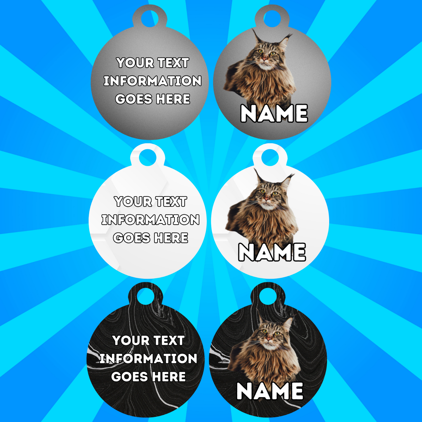 MAINCOON Fold Tag Pet Personalised Your Own Photo Rounded