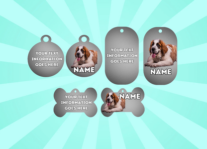 ST. BERNARD  Dog Personalised Your Own Photo Round Dog Bone, Military Tag