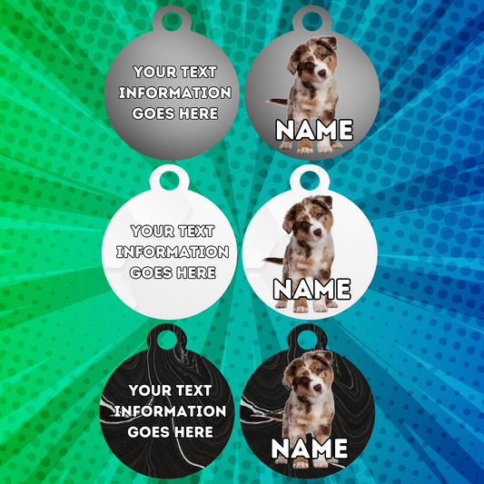 AUSTRILIAN SHEPPARD TAG Dog Pet Personalised Your Own Photo Rounded