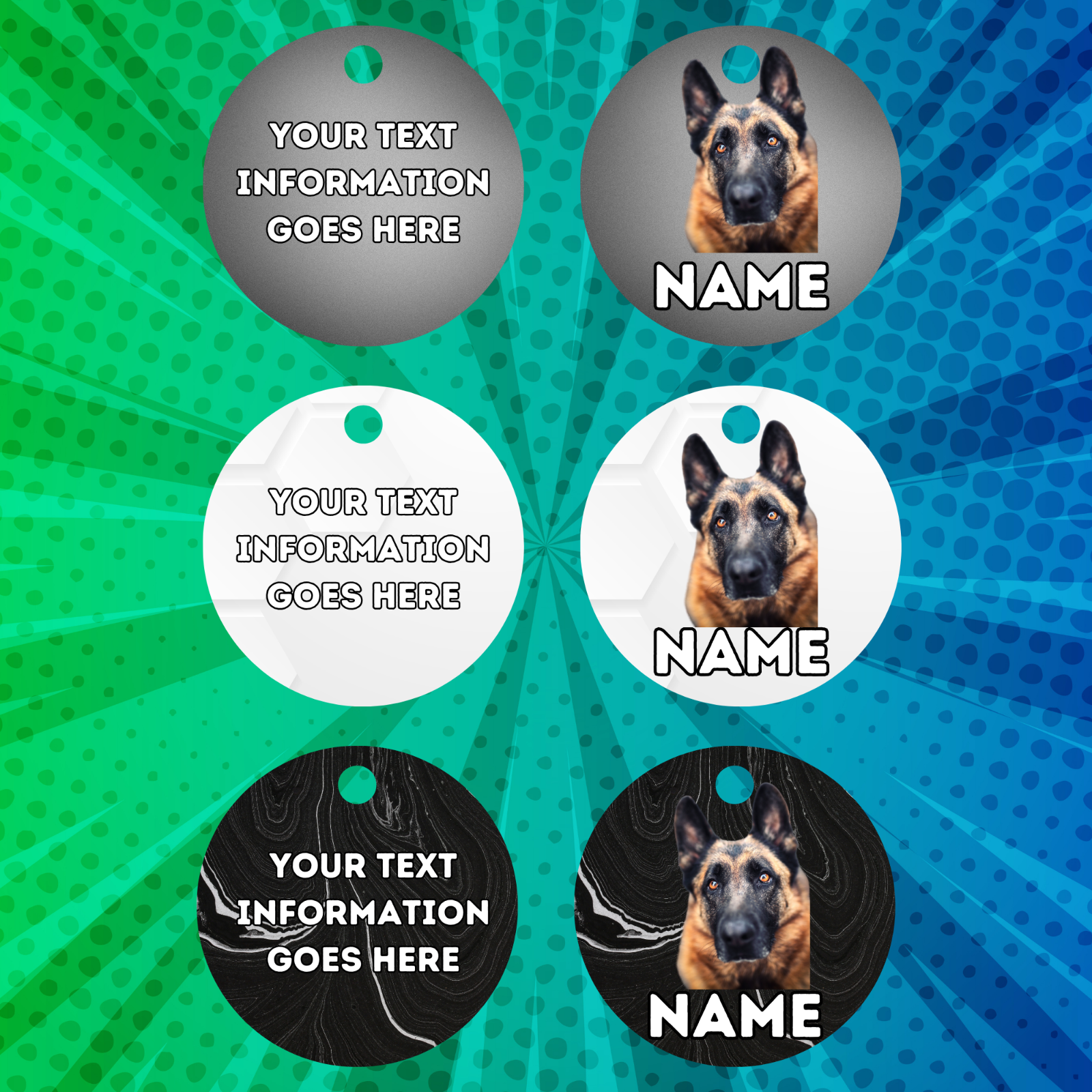 GERMAN SHEPHERD Dog Pet Personalised Your Own Photo Round