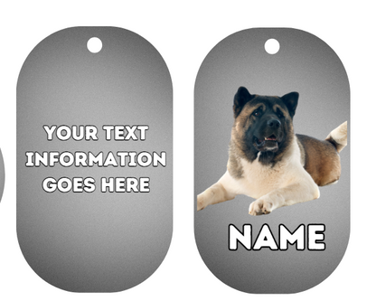 AMERICAN AKITA TAG Dog Pet Personalise Own Photo Round, Dog Bone, Military Tag