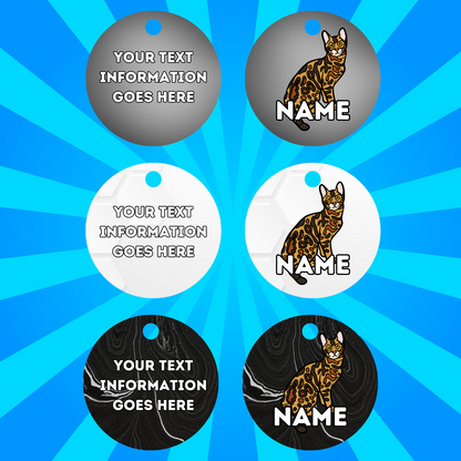 BENGAL Cat Tag Pet Personalised Your Own Photo Round