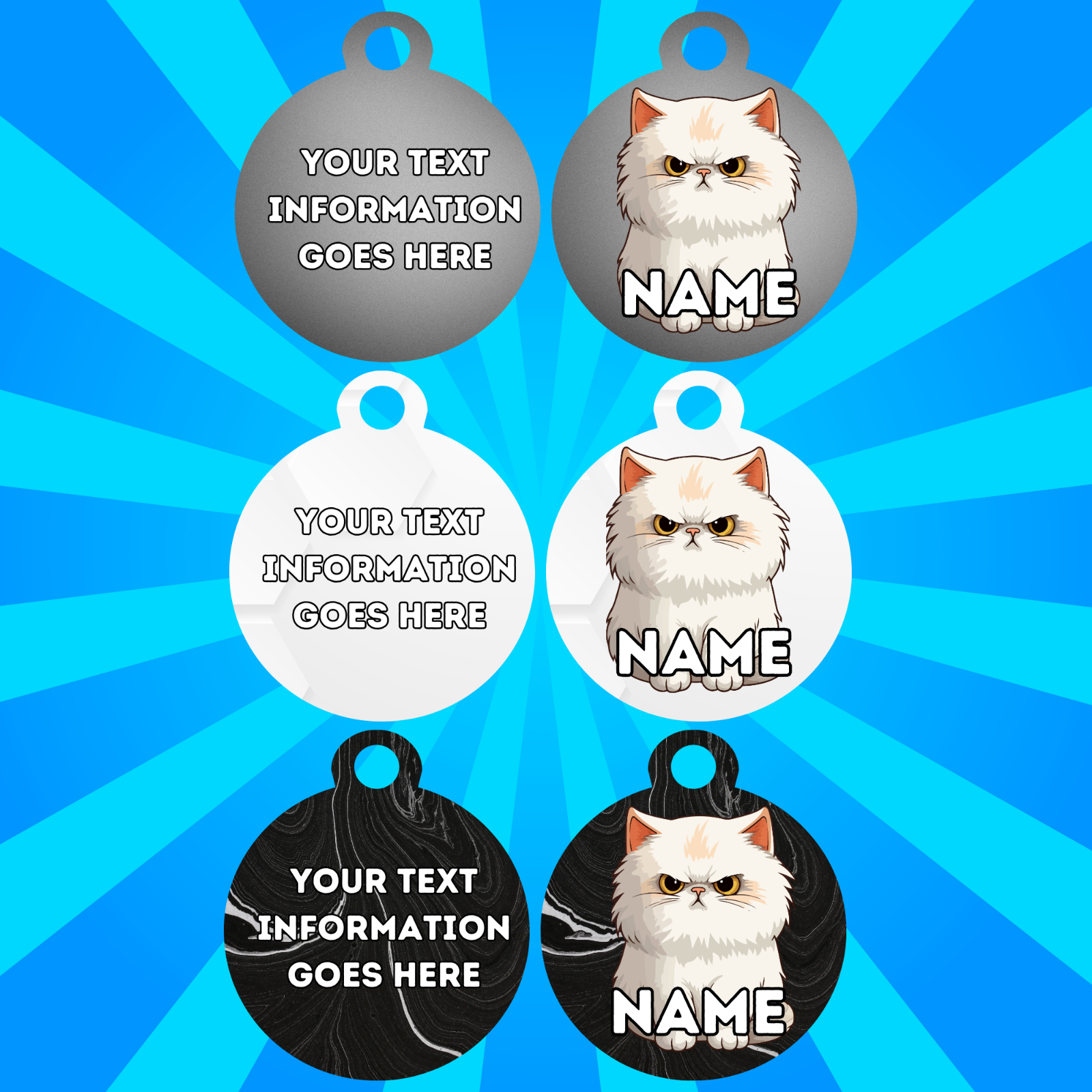 PERSIAN CAT Tag Pet Personalised Your Own Photo Rounded