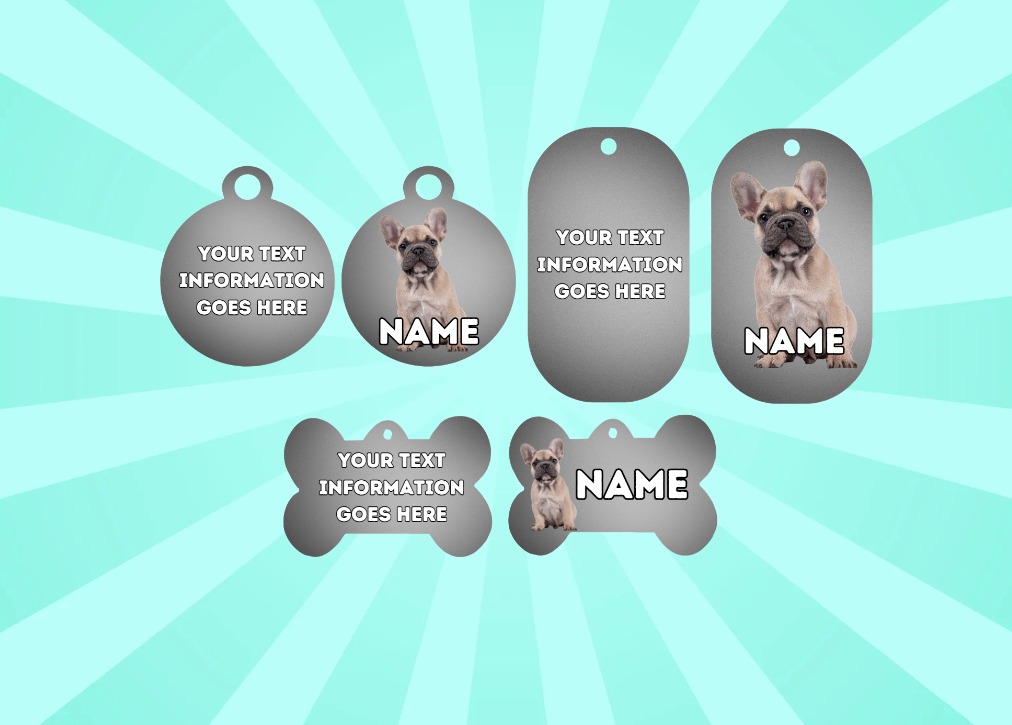 FRENCH BULLDOG Dog Pet Personalise Own Photo Round, Bone, Military Tag