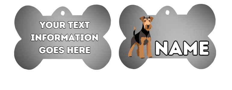 AIREDALE TERRIER TAG Dog Pet Personalise Own Photo Round, Dog Bone, Military Tag