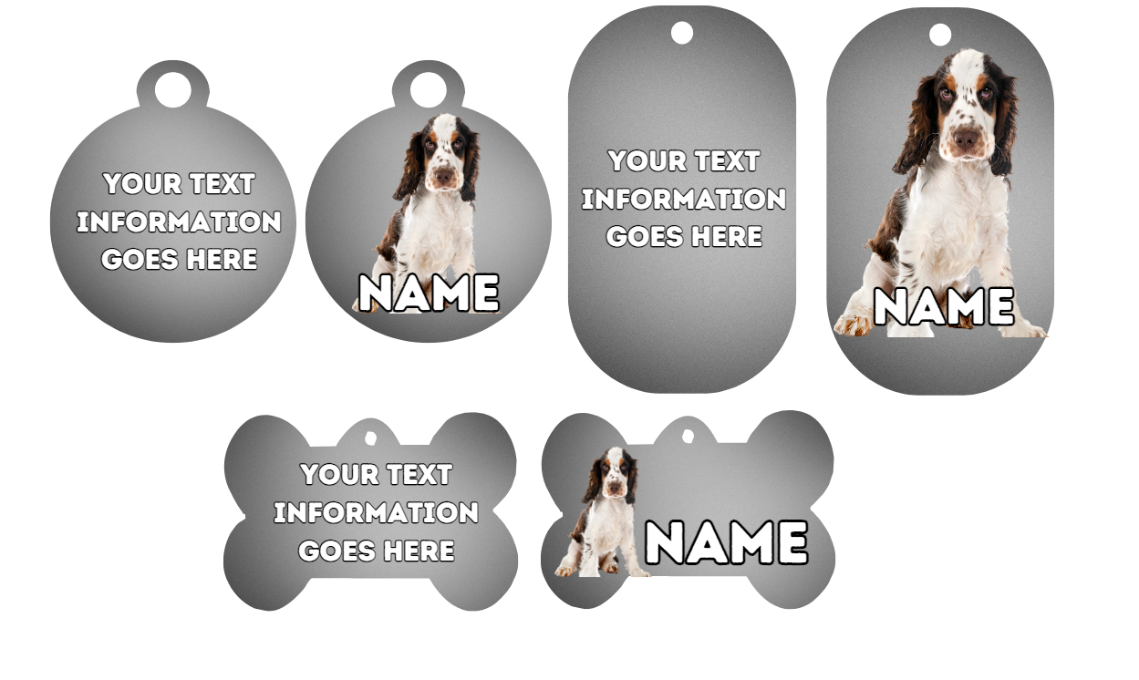 COCKER SPANIEL Dog Pet Personalise Own Photo Round, Bone, Military Tag