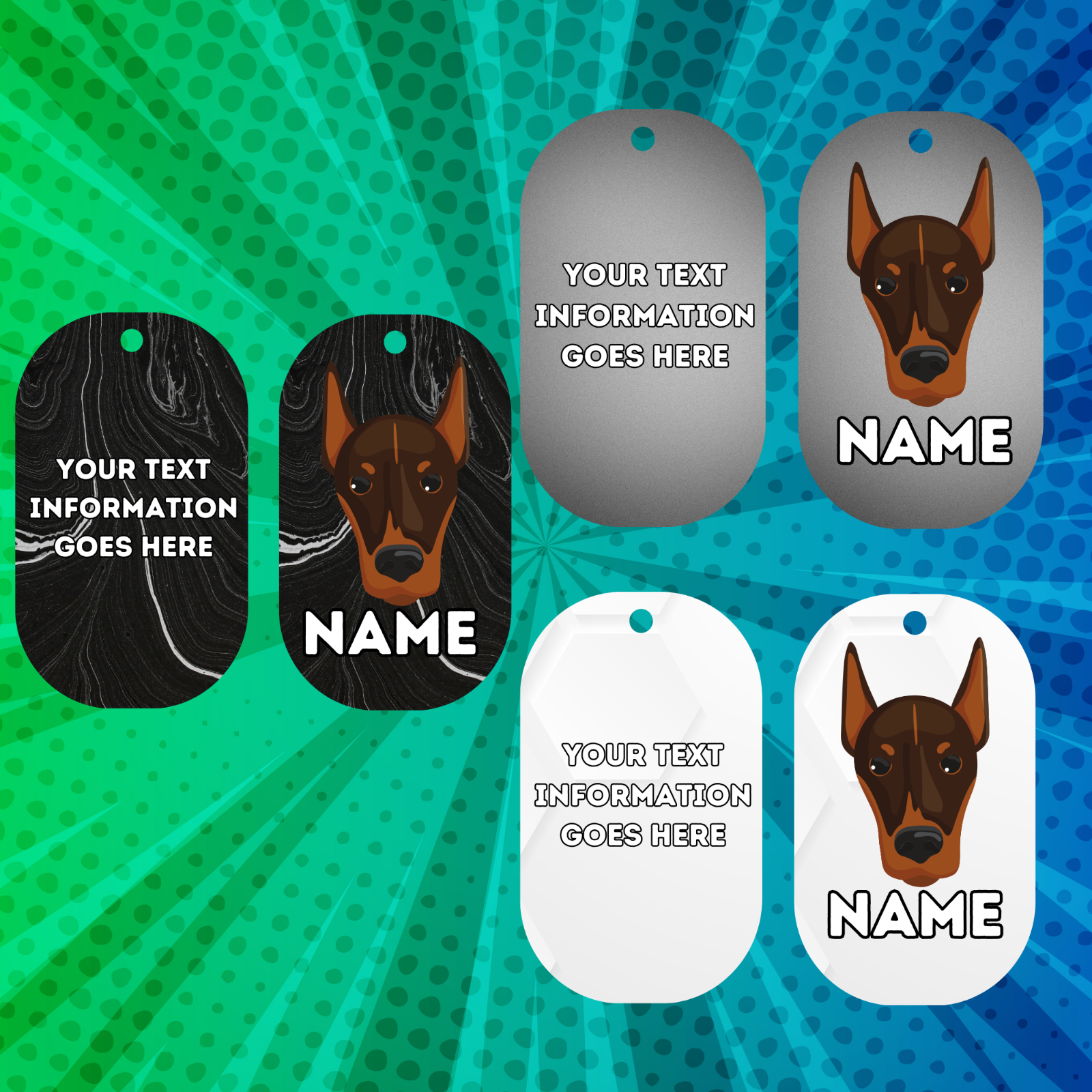 DOLBERMAN Dog Pet Personalised Your Own Photo Military Style Tag