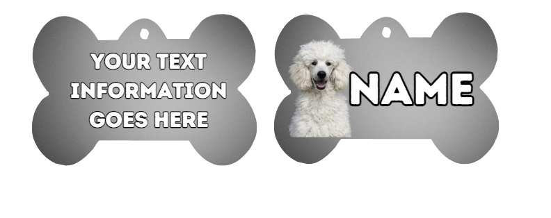 POODLE Dog Personalised Your Own Photo Round Dog Bone, Military Tag