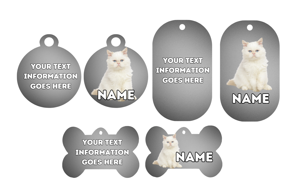 PERSIAN Cat Pet Personalised Own Photo Round, Dog Bone, Military Tag