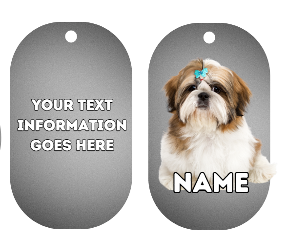 SHIH TZU  Dog Personalised Your Own Photo Round Dog Bone, Military Tag