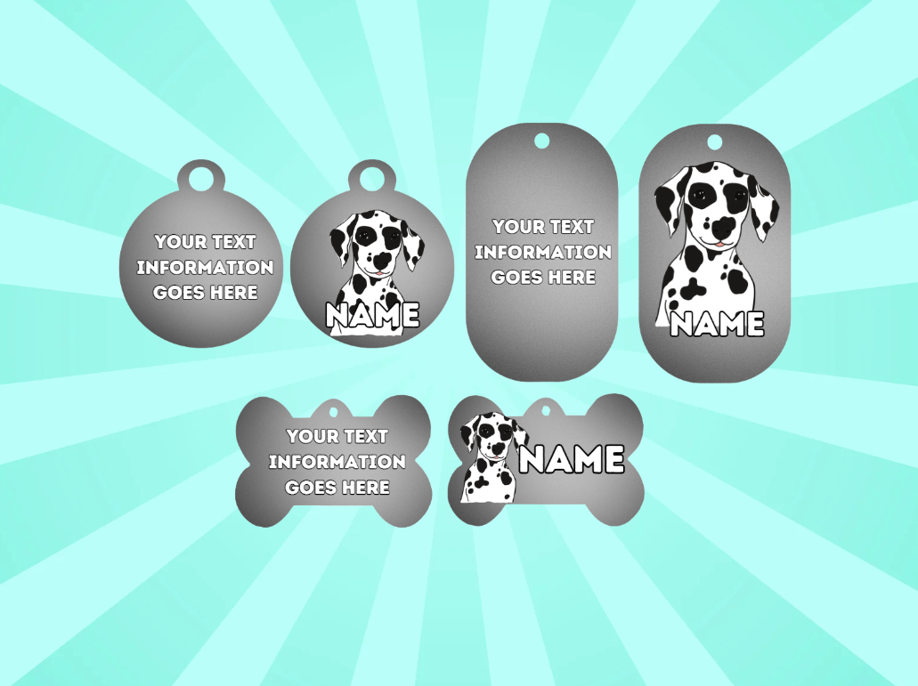 DALMATION Dog Pet Personalise Own Photo Round, Bone, Military Tag