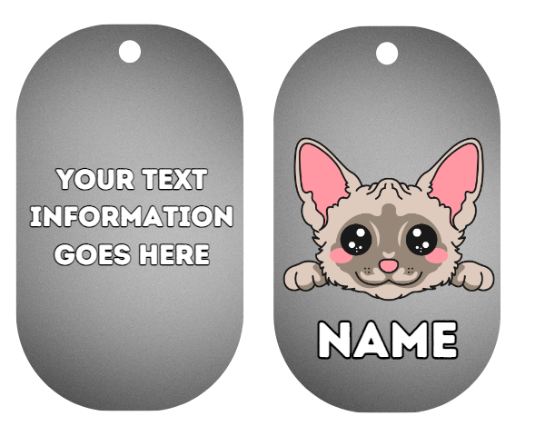 DEVON REX Cat Pet Personalised Own Photo Round, Dog Bone, Military Tag