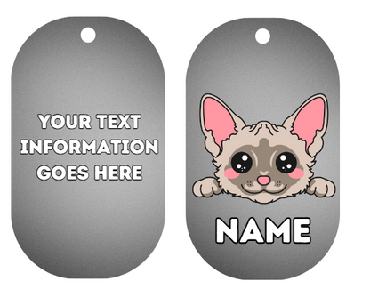 DEVON REX Cat Pet Personalised Own Photo Round, Dog Bone, Military Tag