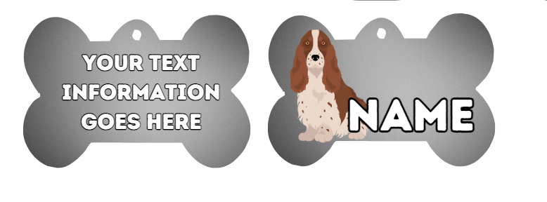 COCKER SPANIEL Dog Pet Personalise Own Photo Round, Bone, Military Tag