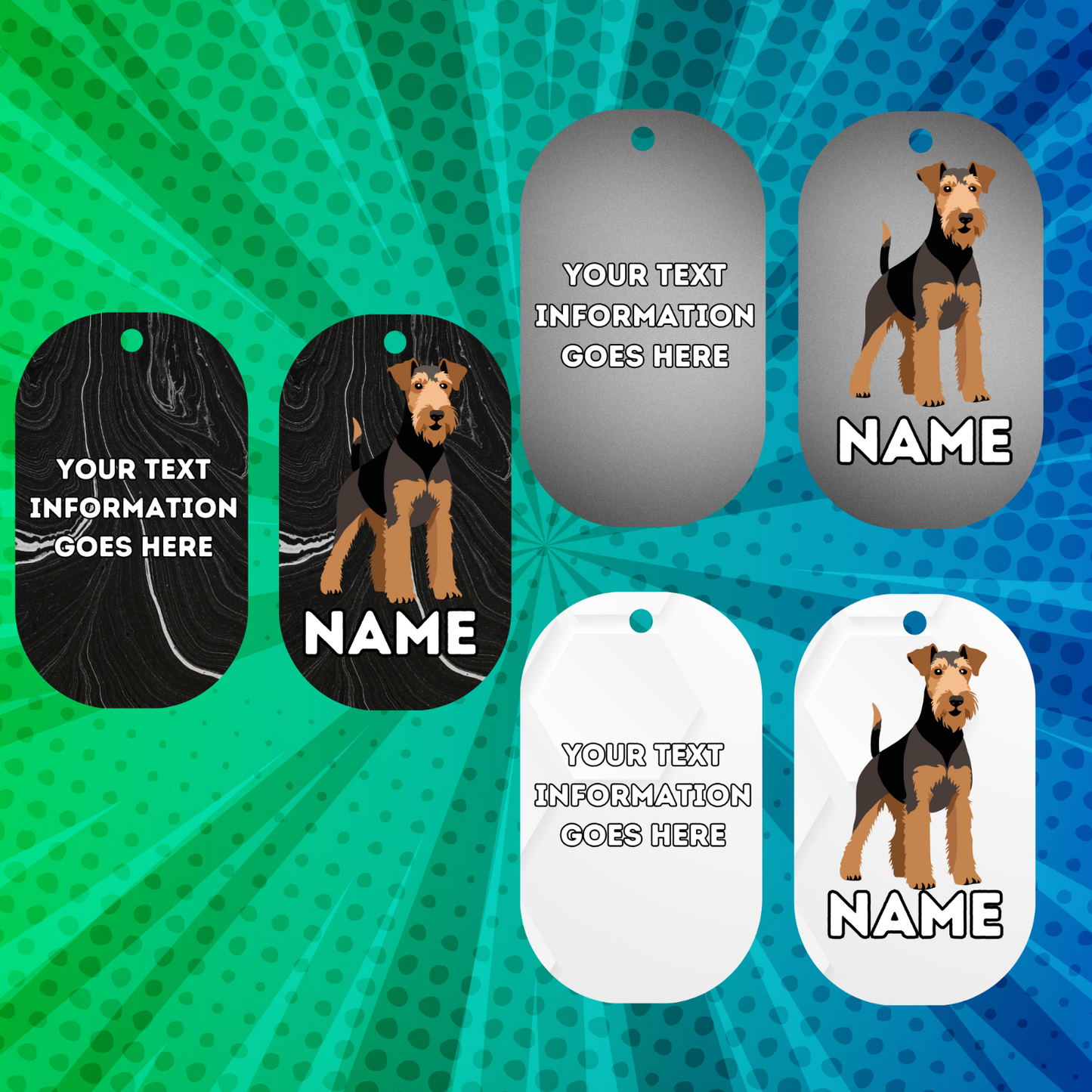 AIREDALE TERRIER TAG Dog Pet Personalised Your Own Photo Military Style Tag