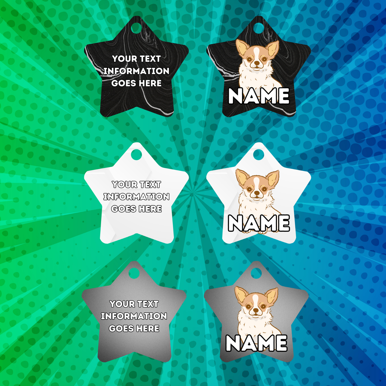 CHIHUAHUA Dog Pet Personalised Your Own Photo STAR Shape Tag