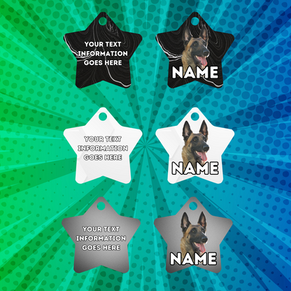 BELGIAN MALINOIS Dog Pet Personalise Own Photo Round, Bone, Military Tag