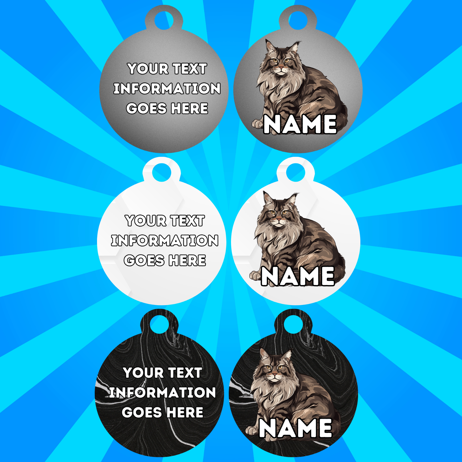 MAINCOON Fold Tag Pet Personalised Your Own Photo Rounded