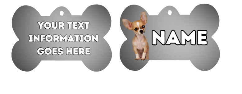 CHIHUAHUA Dog Pet Personalise Own Photo Round, Bone, Military Tag