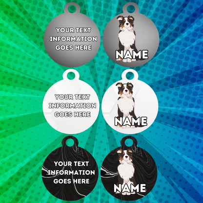 AUSTRILIAN SHEPPARD TAG Dog Pet Personalise Own Photo Round, Bone, Military Tag