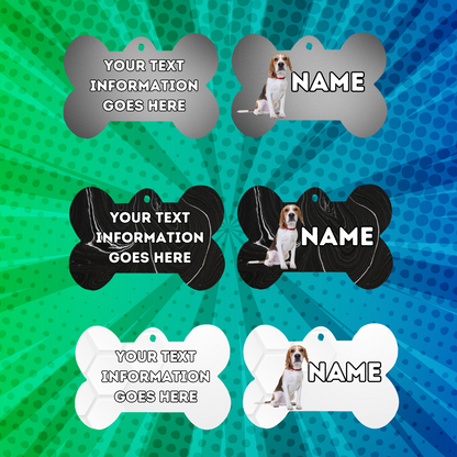 BEAGLE TAG Dog Pet Personalised Your Own Photo bone style tag