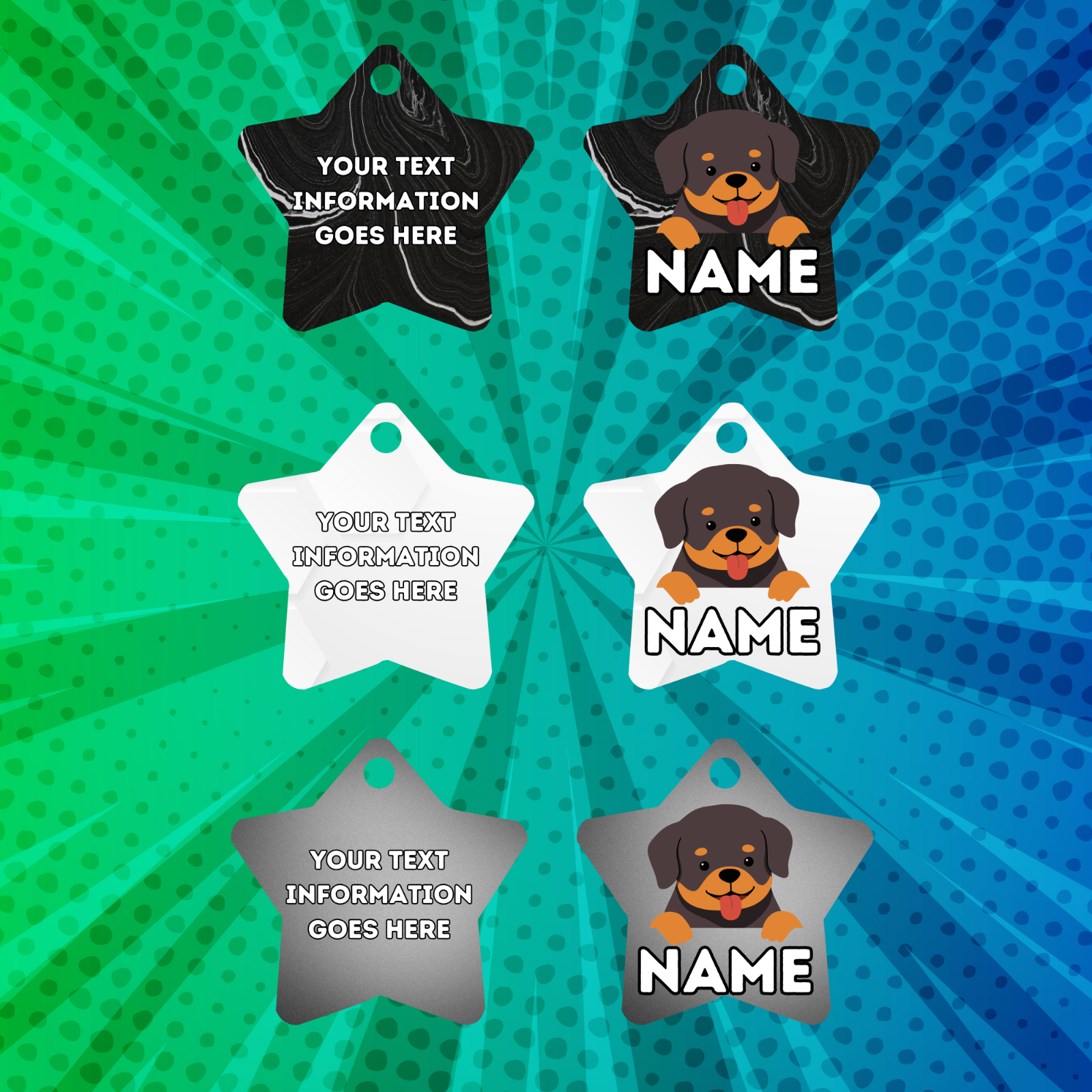 ROTTWEILER Cat Tag Pet Personalised Your Own Photo STAR Shape Tag