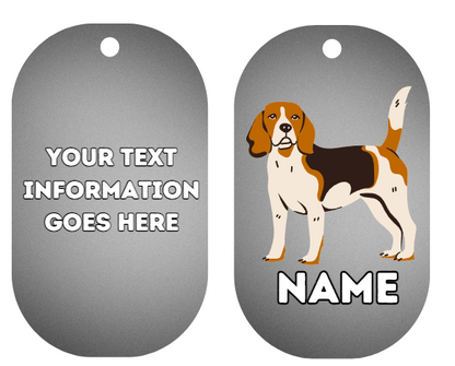 BEAGLE TAG Dog Pet Personalise Own Photo Round, Bone, Military Tag