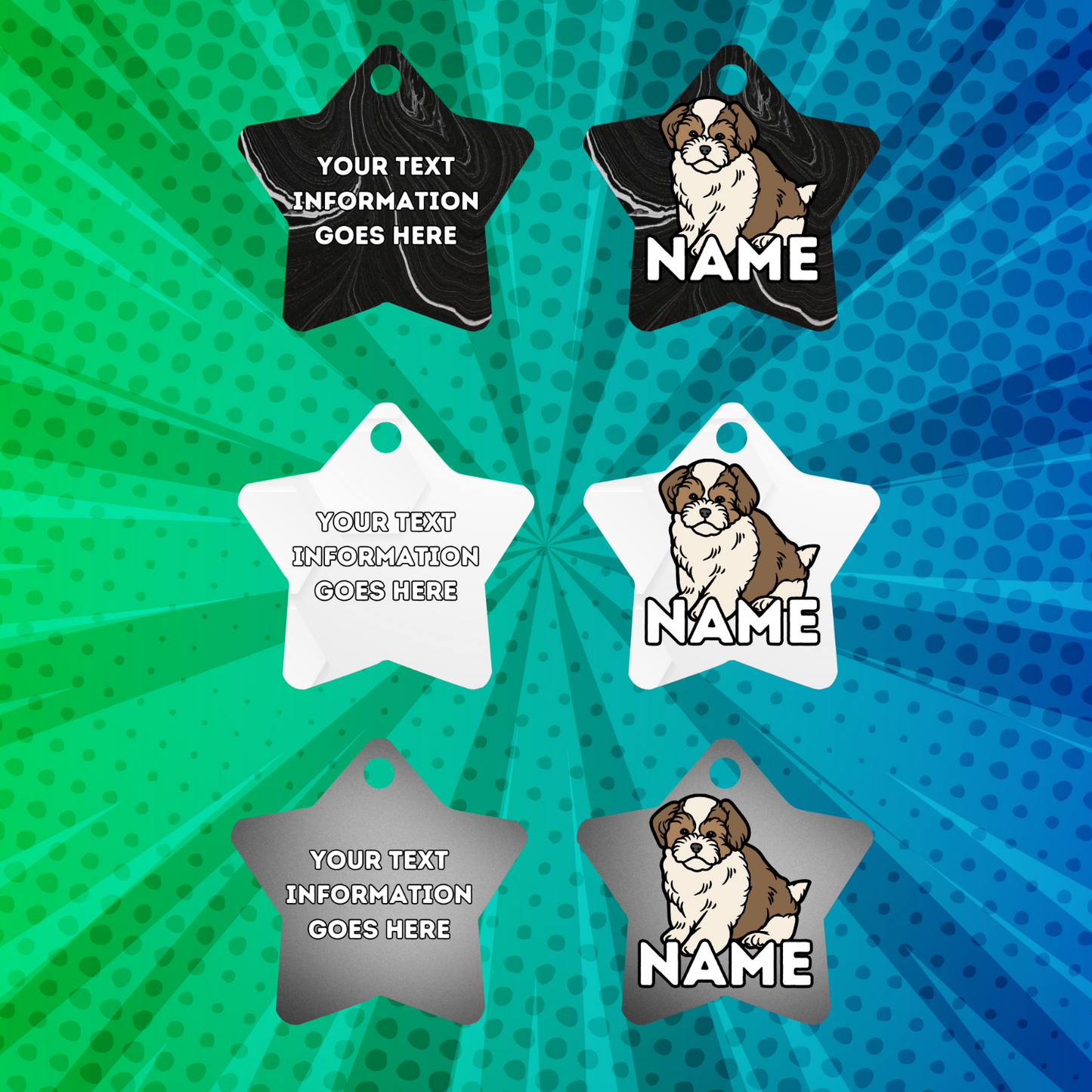 AMERICAN AKITA TAG Dog Pet Personalised Your Own Photo STAR Shape Tag